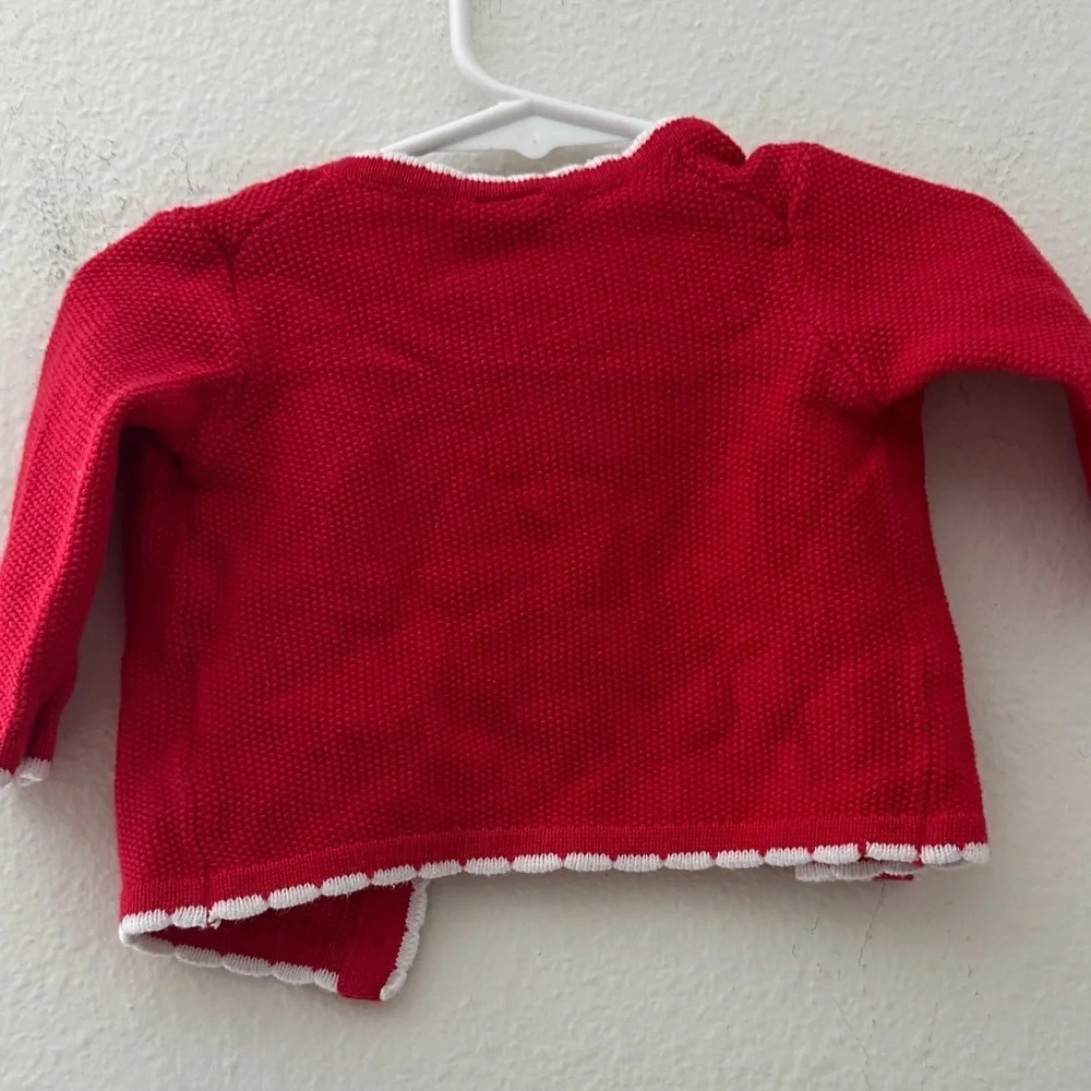 Janie and Jack Red Cardigan with White Accents